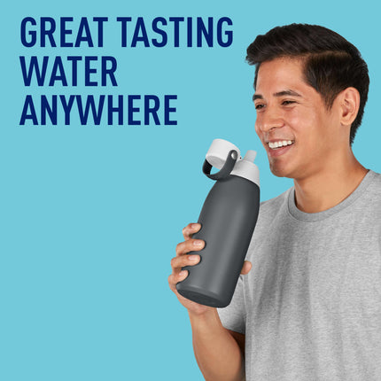 Botella con filtro de agua de acero inoxidable Brita, 946 ml, carbón