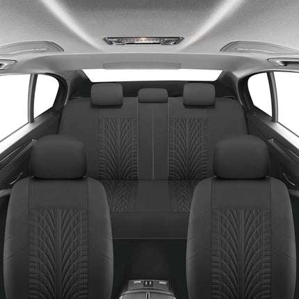 VarCozy Car Seat Covers Full Set, Front Seat Covers and Split Rear Bench Seat Covers for Car, Universal Cloth Seat Covers for SUV, Sedan, Van, Automotive Interior Covers, Airbag Compatible, Black