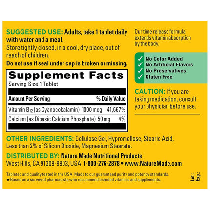 Nature Made Vitamin B-12 Timed Release Tablets, Value Size, 1000 Mcg, 160 Count