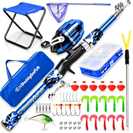 DaddyGoFish Kids Fishing Pole - Rod Reel Combo Tac