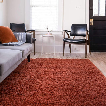 Unique Loom Solid Shag Collection Tapis de surface terracotta 3 x 5 (97 cm x 158 cm)