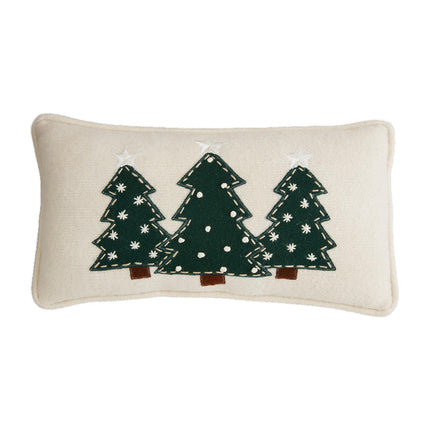 Mud Pie Tree Xmas Mini Felt Pillows, 6" x 12", Whi