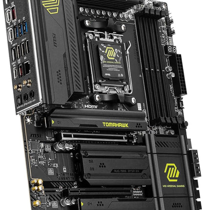 MSI MAG X870 Tomahawk Gaming WiFi Motherboard AMD Ryzen 9000/8000/7000 Series Processors, AM5, DDR5, PCIe 5.0, M.2 Gen5, SATA 6Gb/s, USB 40Gbps, HDMI/DP, Wi-Fi 7, Bluetooth 5.4, 5Gbps LAN,