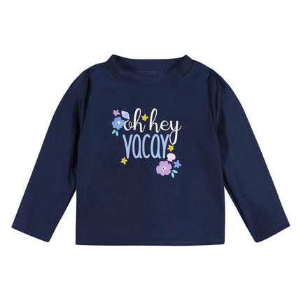 Gerber Conjunto de traje de baño de manga larga para niñas, Shell floral morado, 12 meses