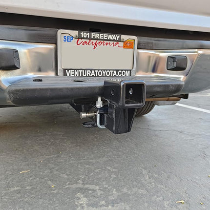 MaxxHaul 50908 Trailer Hitch Riser for 2 Inch Receiver with 4 Inch Rise & Drop with Solid Shaft, with 2 Pack Hitch Pins
