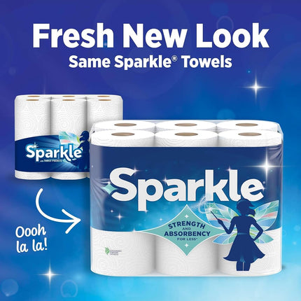 Sparkle Pick-A-Size Paper Towels, Spirited Prints, 6 Double Rolls = 12 Regular Rolls, Everyday Value Paper Towel With Full And Half Sheets