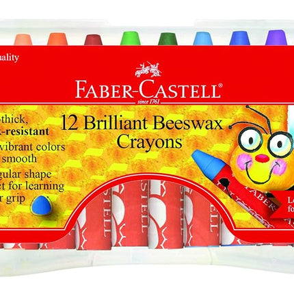 Faber-Castell Beeswax Crayons in Durable Storage Case, 12 Vibrant Colors