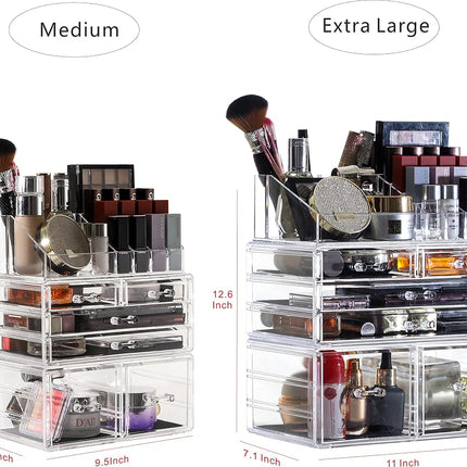 Cq acrylic Makeup Organizer for Vanity,Bathroom Counter or Dresser,Stackable Make Up Cosmetics Storage with 6 Drawers For Jewelry, Hair Accessories,lip gloss,Perfum,Lipstick,Brush Holder,Clear