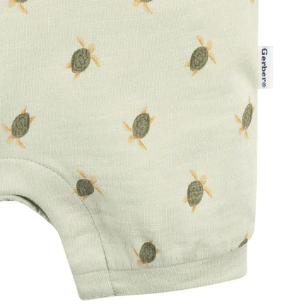 Gerber Baby Boys Cotton Polo Romper, Turtle, 12 Months