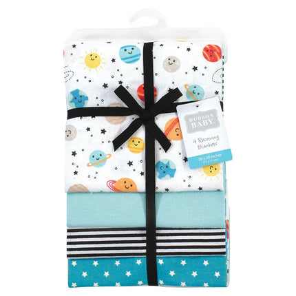 Couvertures d'emmaillotage Hudson Baby en flanelle de coton, motif Happy Planets, taille unique