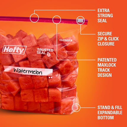 Sacs de rangement Hefty avec fermeture à glissière, format 4,5 litres (paquet de 66)