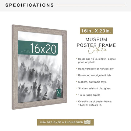 MCS Museum Poster Frame, Barnwood, 16 x 20 in, Single