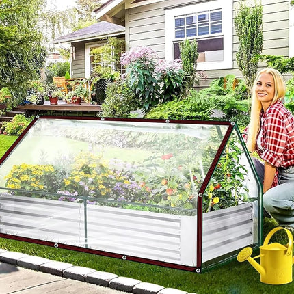 Clear Tarp - Heavy Duty Waterproof 8x14FT Plastic Tarps with Grommets Clear Vinyl Tarps for Outdoor Porches Transparent Tarpaulin for Patio Enclosure Roofs Greenhouse Plant Chicken Coop Cover