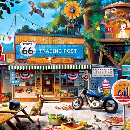 MasterPieces - Puzzle de 1000 pièces, Trading Post on Route 66, Amusant pour adultes, famille, enfants, 48,9 cm x 67,9 cm