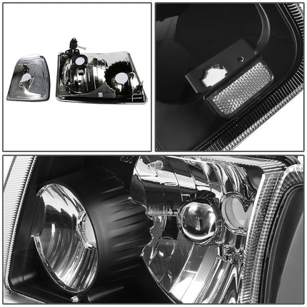 DNA MOTORING HL-OH-FRAN01-BK-CL1 Pair of Headlights Compatible with Ford Ranger 2001-2011, Black Housing/Clear Corner
