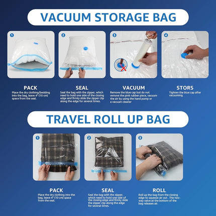 Simple Deluxe 20 Pack Vacuum Storage Bags (4 Jumbo/4 Large/4 Medium/4 Small/4 Roll M) Space Saver Bags, Vacuum Seal Bags with Hand Pump for Comforters, Blankets, Bedding, Pillows and Clothes