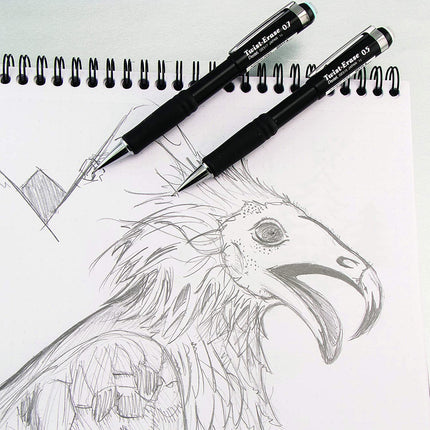 Pentel Twist Erase 0.5 mm (punta fina) - Twist Erase III - Mina Super Hi-polymer HB precargada - Barril negro - Paquete de 3
