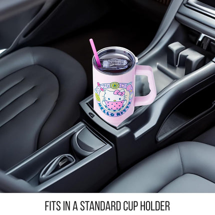 Silver Buffalo Hello Kitty Kawaii Fruit 40oz Stainless Steel Tumbler with Handle