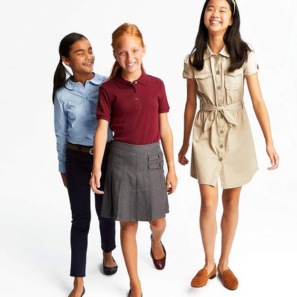 French Toast Girls' Short Sleeve Safari Dress, Khaki Beige, 7