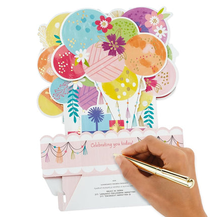 Hallmark Paper Wonder Musical Pop Up Birthday Card (Mylar Balloon Explosion, Plays Happy Birthday)