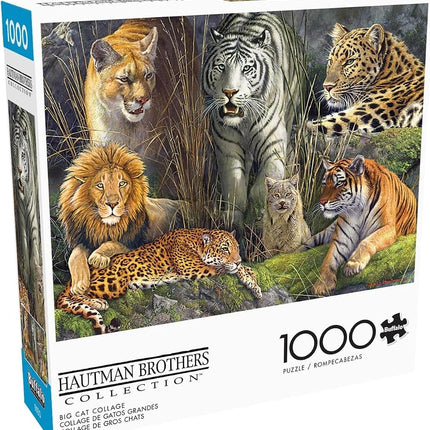 Buffalo Games - James Hautman - Big Cat Collage - Puzzle de 1000 pièces pour adultes - Un puzzle stimulant parfait pour les soirées jeux - Taille finale : 68 x 50 cm