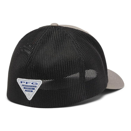 Columbia PFG Logo Mesh Ball Cap, Iron/Black, Large-X-Large