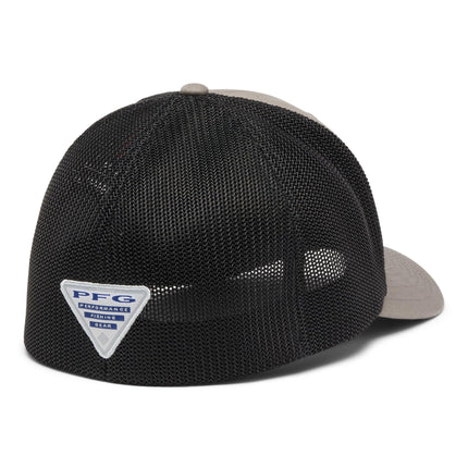 Columbia PFG Logo Mesh Ball Cap, Iron/Black, Large-X-Large