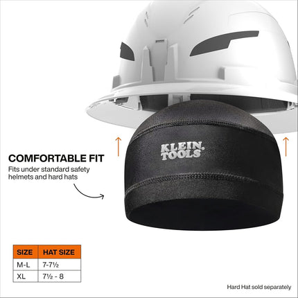 Klein Tools 22047 Cooling Helmet Liner (XL) for Hard Hats, Under Helmet Cap, Cooling Headwear with Breathable Fabric, Reusable Skull Cap, Hard Hat Liner for Construction and Warm Environments