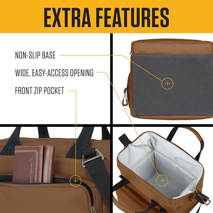 Carhartt Thick Foam Fully Insulated Cold Front Coolers, Premium Ice Retention, Durable Water Resistant Material W/Front Zippered Pocket, Lunch Cooler, Bluestone