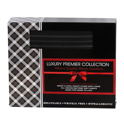 Elegant Comfort Luxurious Microfiber GIFT BOX 4-Piece Bedding Sheet Set, Breathable, Soft 1500 Premium Hotel Quality, Deep Pocket and Easy Fit, Queen, Black