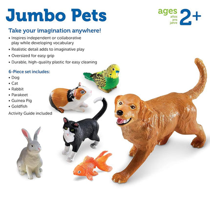 Learning Resources Jumbo Pets, Set of 6, Role Play, Imaginative Play, EYFS and Pre School Toy, Ages 2 3 4 Plus