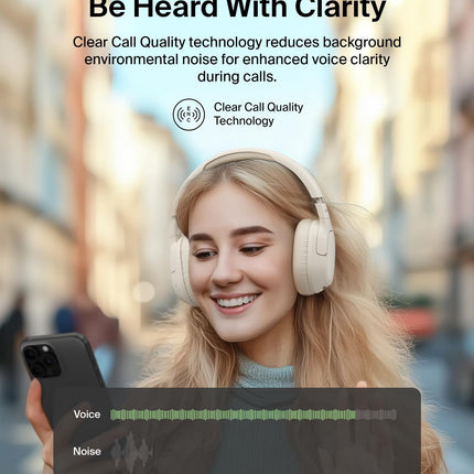 Belkin SoundForm Isolate Bluetooth Over-Ear Headphones - Hybrid Active Noise Cancelling Headphones - Wireless w/ 60H Playtime, Fast Charging & CloudCushion Ear Cups for Travel, Home, or Office - Sand