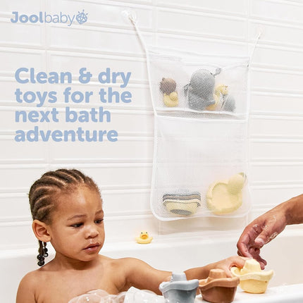 Jool Baby Bath Toy Storage Bag - Mesh Holder for Kids Bath Toys - Wall Suctions, Machine Washable