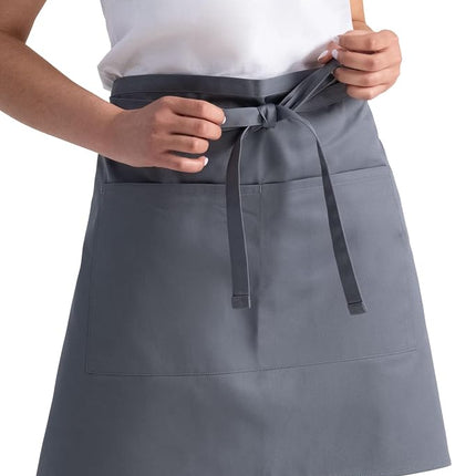 Chef Works Unisex Half Bistro Server Apron, Gray, One Size