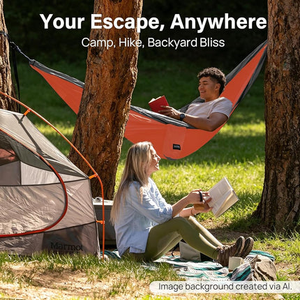 Kootek Camping Hammock 500 lbs Capacity, Portable Hammocks with Tree Straps & Attached Carry Bag, Camping Essentials Gear, Perfect for Outside Indoor Hiking Beach Backpack Travel
