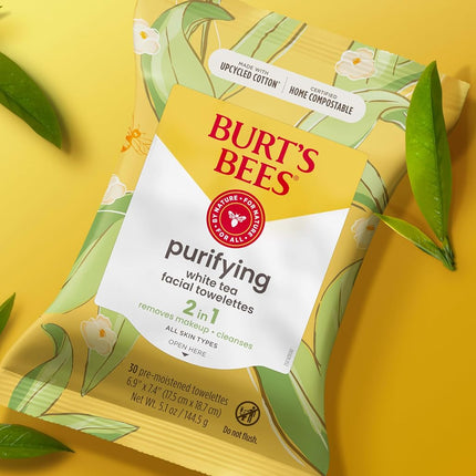 BURT'S BEES Facial Cleansing Towelettes with White Tea Extract - 10 Towelettes