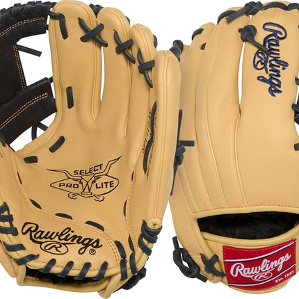 Rawlings Select Lite Youth Baseball Glove Player Models | Sizes 10.5"-12.25" | Multiple Styles Series-Baseball Glove, Kids, Anthony Volpe | Pro I Web-Camel/Navy, 11.25" | Infield