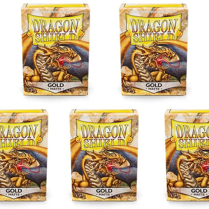 5 Packs Dragon Shield Matte Gold Standard Size 100 ct Card Sleeves Value Bundle!