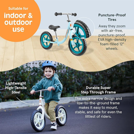 Retrospec Cub 2 Toddler 12" Balance Bike, 18 Months - 3 Years Old, No Pedal Beginner Kids Bicycle for Girls & Boys, Flat-Free Tires, Adjustable Seat, & Durable Frame
