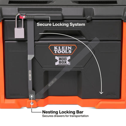 Klein Tools 54801MB MODbox Rolling Drawer Tool Box, Heavy-Duty Double Drawer Tool Organizer, Deep Stackable Set