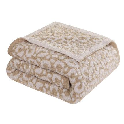 Elegant Comfort Leopard Throw Blanket, Beige Super Soft Cozy Fluffy Warm Throw Blankets for Couch, Sofa, Chair, Bed, Camping, Picnic, Travel Lightweight Bed Blanket (50" x 70")
