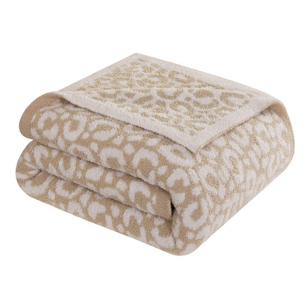 Elegant Comfort Leopard Throw Blanket, Beige Super