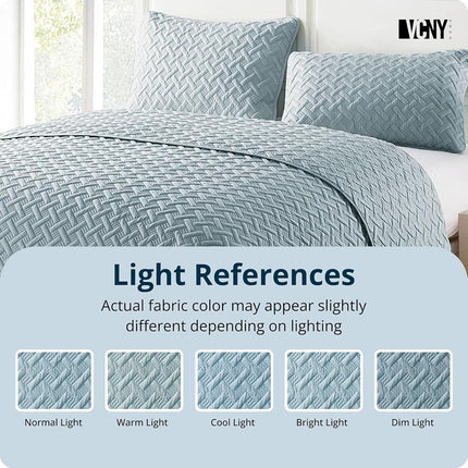 VCNY Home Quilt Set-Ultra-Soft Reversible Coverlet Bedding-Lightweight, Cool, and Breathable Bedspread, Machine Washable, Microfiber, Blue, Full/Queen