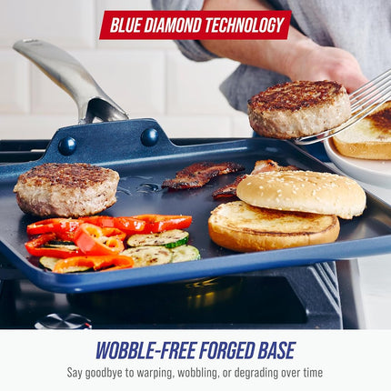 Blue Diamond Cookware Toxin Free Healthy Ceramic Nonstick, Griddle Pan, 28 cm