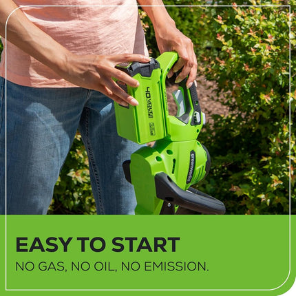 Cortasetos inalámbrico Greenworks 40V de 24" (capacidad de corte de 1"), batería USB de 2.0Ah y cargador incluidos