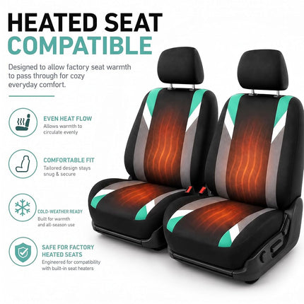 FH GROUP FB033MINT102 Modernistic Mint Bucket Seat Cover, Set of 2