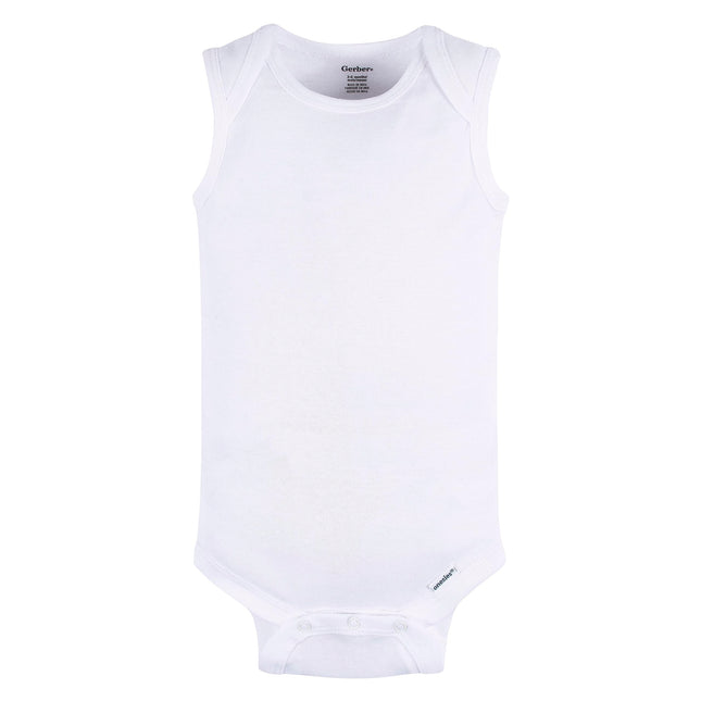 Gerber Unisex Baby Multi-pack Sleeveless Onesies Bodysuit, White, 24 Months