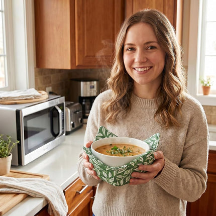 Cotton Microwavable Bowl Cozy, Microwave-Safe Hot Bowl Holders, Soup Bowl Cozy Hot Pads (C5)