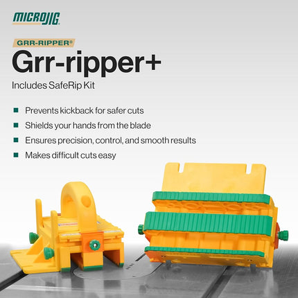 GRR-RIPPER+ Microjig GR-100 + Safety Pusher for Table Saw, Band Saw and Router GR100 Plus New Model Replaces GR-100
