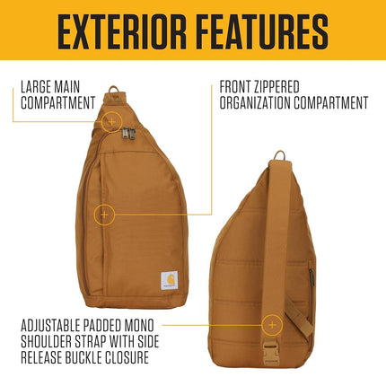 Carhartt Durable Sling Bag, Crossbody Backpack with Side Release Buckle, Tablet Sleeve and Adjustable Strap, Port, 10L